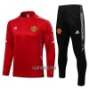 Manchester United Champions League Criança Sweat de Treino Conjunto Quarto-Zíper 22/23 Branca Vermelha