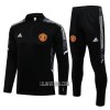 Manchester United Champions League Criança Sweat de Treino Conjunto Quarto-Zíper 22/23 Preto Branco