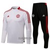 Manchester United Criança Sweat de Treino Conjunto Quarto-Zíper 22/23 Branca