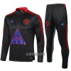 Manchester United Criança Sweat de Treino Conjunto Quarto-Zíper 22/23 Cinza Escuro