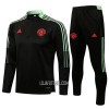 Manchester United Criança Sweat de Treino Conjunto Quarto-Zíper 22/23 Preta