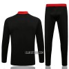 Manchester United Criança Sweat de Treino Conjunto Quarto-Zíper 22/23 Preto Vermelho