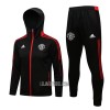 Manchester United Homen Casaco Capuz Treino 22/23 Preto Vermelho