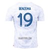 Camisola França Benzema 19 Homen Equipamento 2ª Mundial 2022