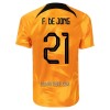 Camisola Holanda Frenkie de Jong 21 Homen Equipamento 1ª Mundial 2022