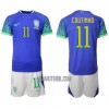 Camisola + Calções Brasil Philippe Coutinho 11 Criança Equipamento 2ª Mundial 2022