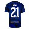 Camisola Estados Unidos Timothy Weah 21 Homen Equipamento 2ª Mundial 2022