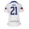 Camisola Estados Unidos Timothy Weah 21 Mulher Equipamento 1ª Mundial 2022