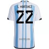 Camisola Argentina Lautaro Martinez 22 Homen Equipamento 1ª Mundial 2022