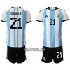 Camisola + Calções Argentina Paulo Dybala 21 Criança Equipamento 1ª Mundial 2022