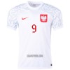 Camisola Polônia LEWANDOWSKI 9 Homen Equipamento 1ª Mundial 2022