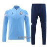 Manchester City Homen Sweat de Treino Quarto-Zíper 22/23 Azul