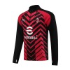 AC Milan Kit Homen Sweat de Treino Quarto-Zíper 23/24 Preta Vermelha