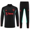 Manchester United Kit Criança Sweat de Treino Quarto-Zíper 23/24 Preta