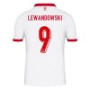 Camisola Polônia Lewandowski 9 Homen Equipamento 1ª Euro 2024