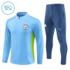 Manchester City Criança Conjunto de Moletom de Treino Quarto-Zíper 24/25 Azul